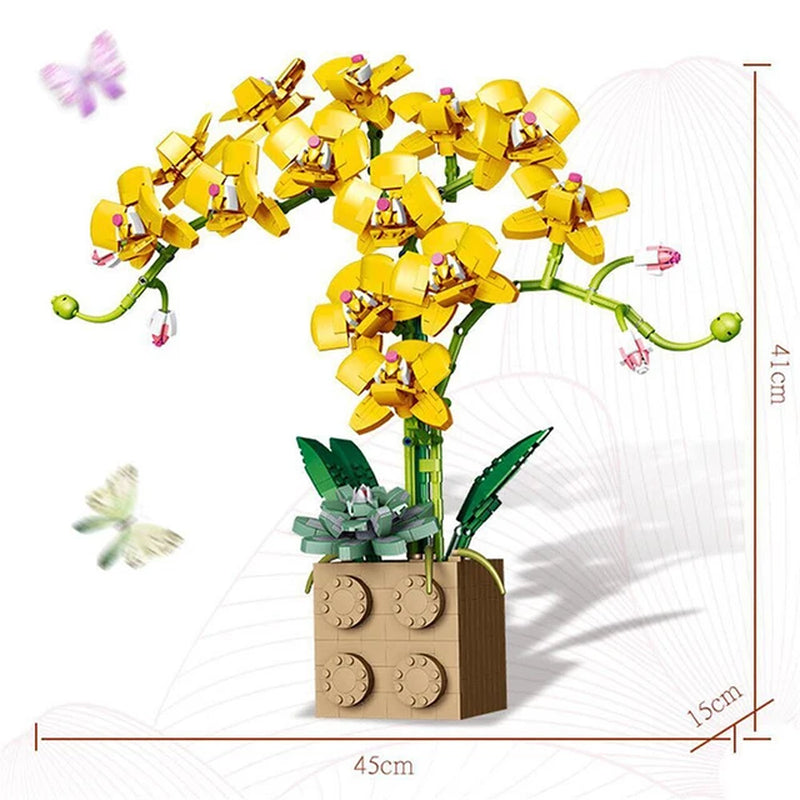 Building Block Flower Creative Fairy Flower Bouquet Butterfly Orchid Potted Plant DIY Model Building Block Child Toy Girl Gift