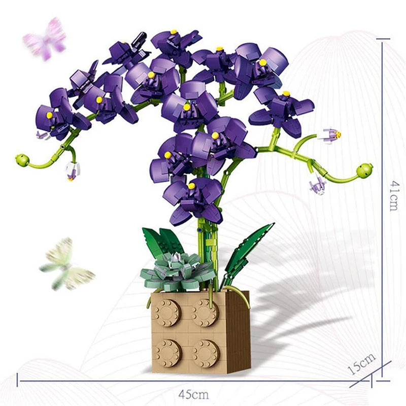 Building Block Flower Creative Fairy Flower Bouquet Butterfly Orchid Potted Plant DIY Model Building Block Child Toy Girl Gift