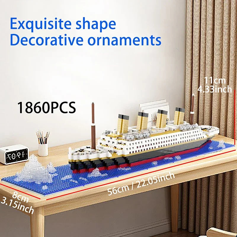 Titanic Creative Luxury Iceberg Cruise Ship Boat Wreck Set City DIY Model Building Blocks Bricks Toys for Children Adult Gift