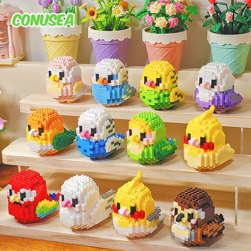 Cute Bird Series Miniature Building Block Bricks Parrot Children Micro Drill Building Block Birthday Gift Toys for Boys Girls