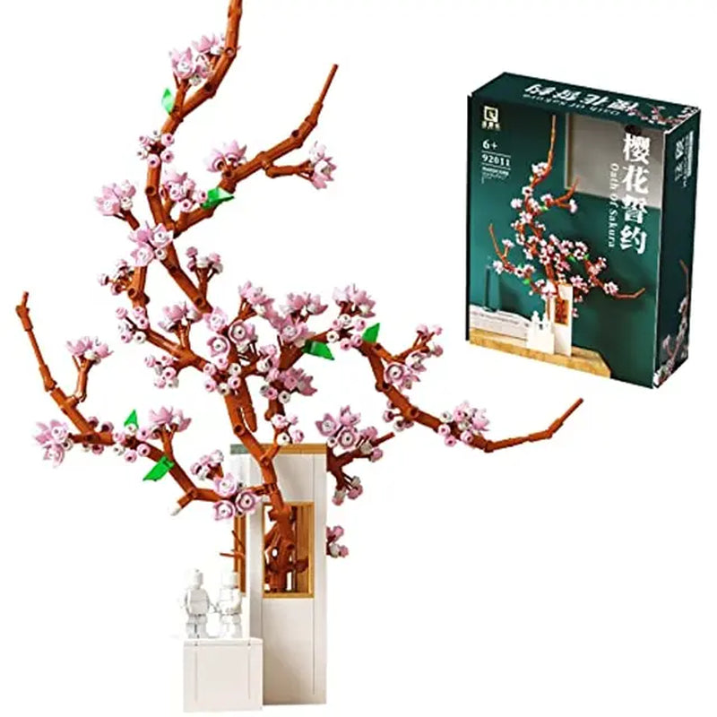 Sakura Flower Bouquet Building Sets Artificial Flower for Adults Cherry Blossom Plant Home Decor Gift for Friends Women Girls