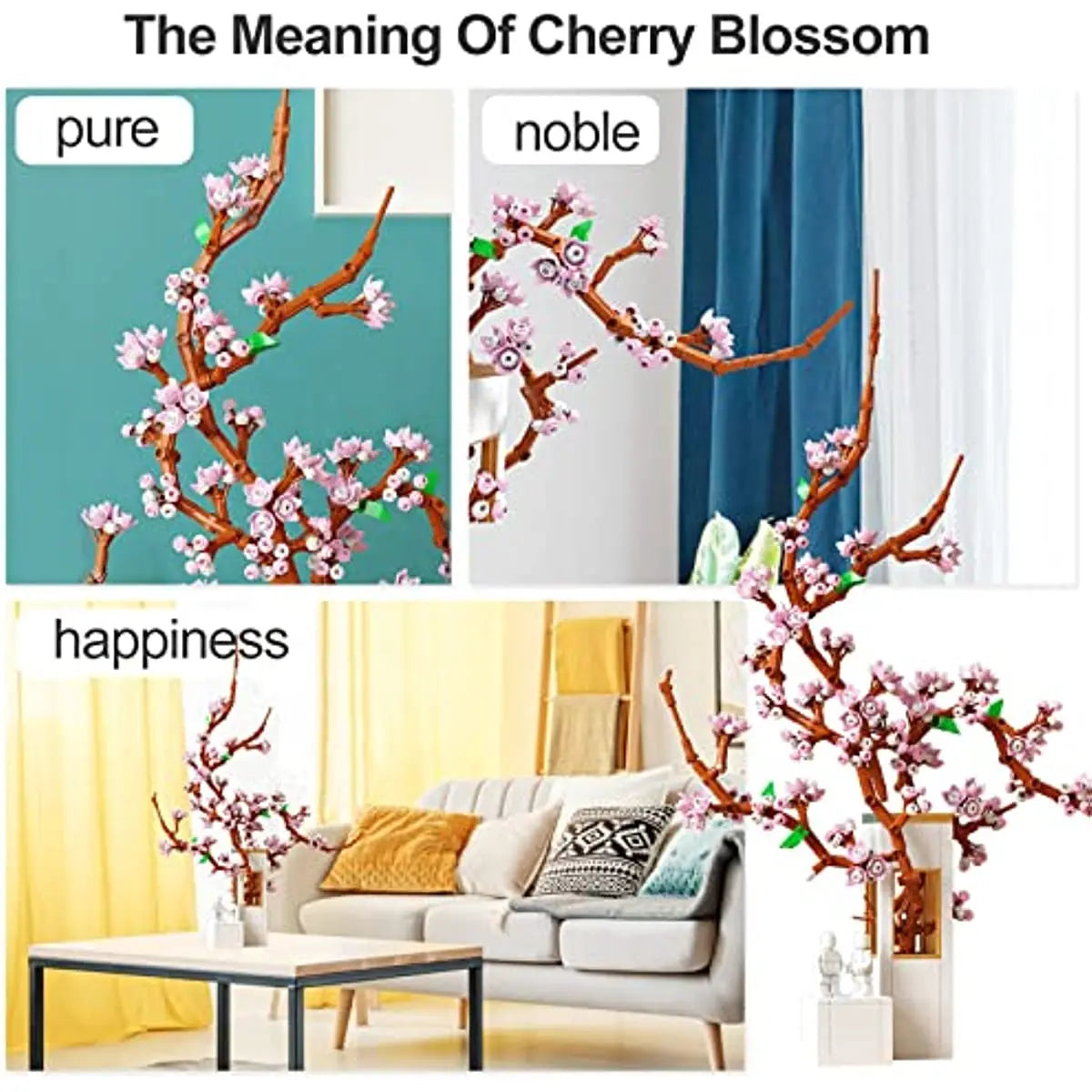 Sakura Flower Bouquet Building Sets Artificial Flower for Adults Cherry Blossom Plant Home Decor Gift for Friends Women Girls