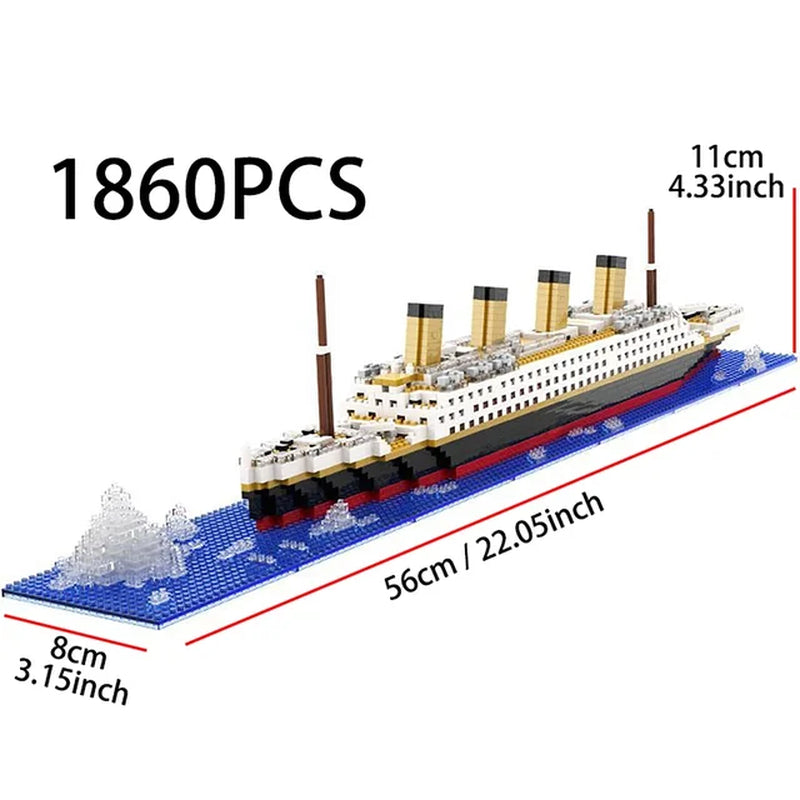 Titanic Creative Luxury Iceberg Cruise Ship Boat Wreck Set City DIY Model Building Blocks Bricks Toys for Children Adult Gift