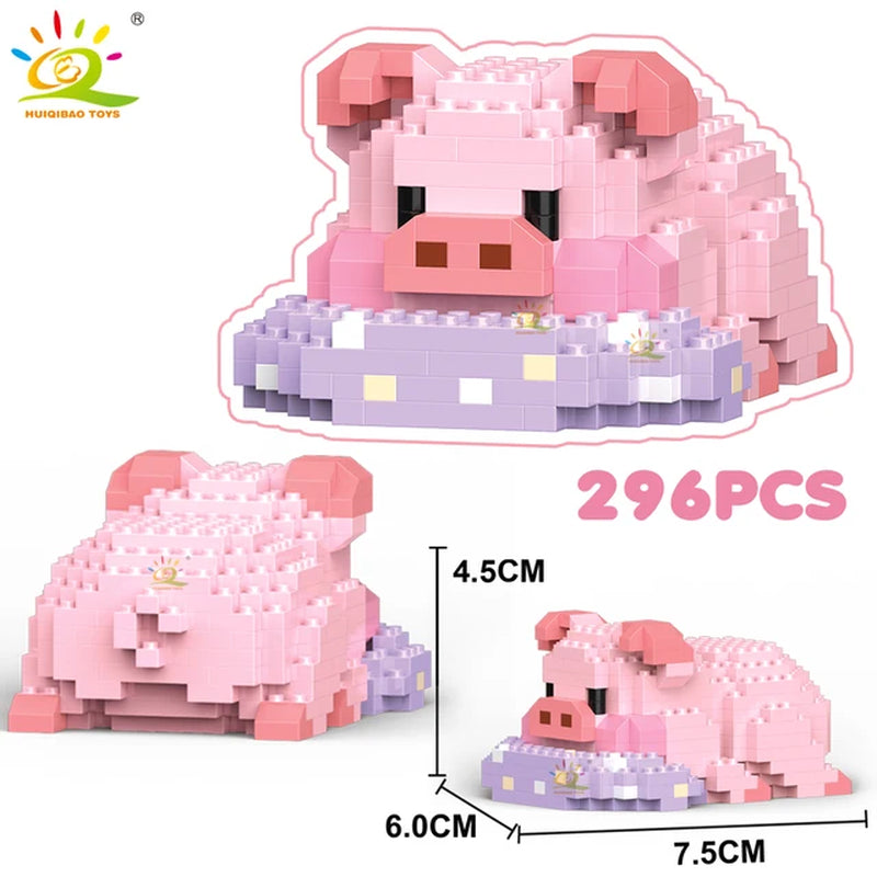 HUIQIBAO Mini Cute Pig Micro Building Blocks