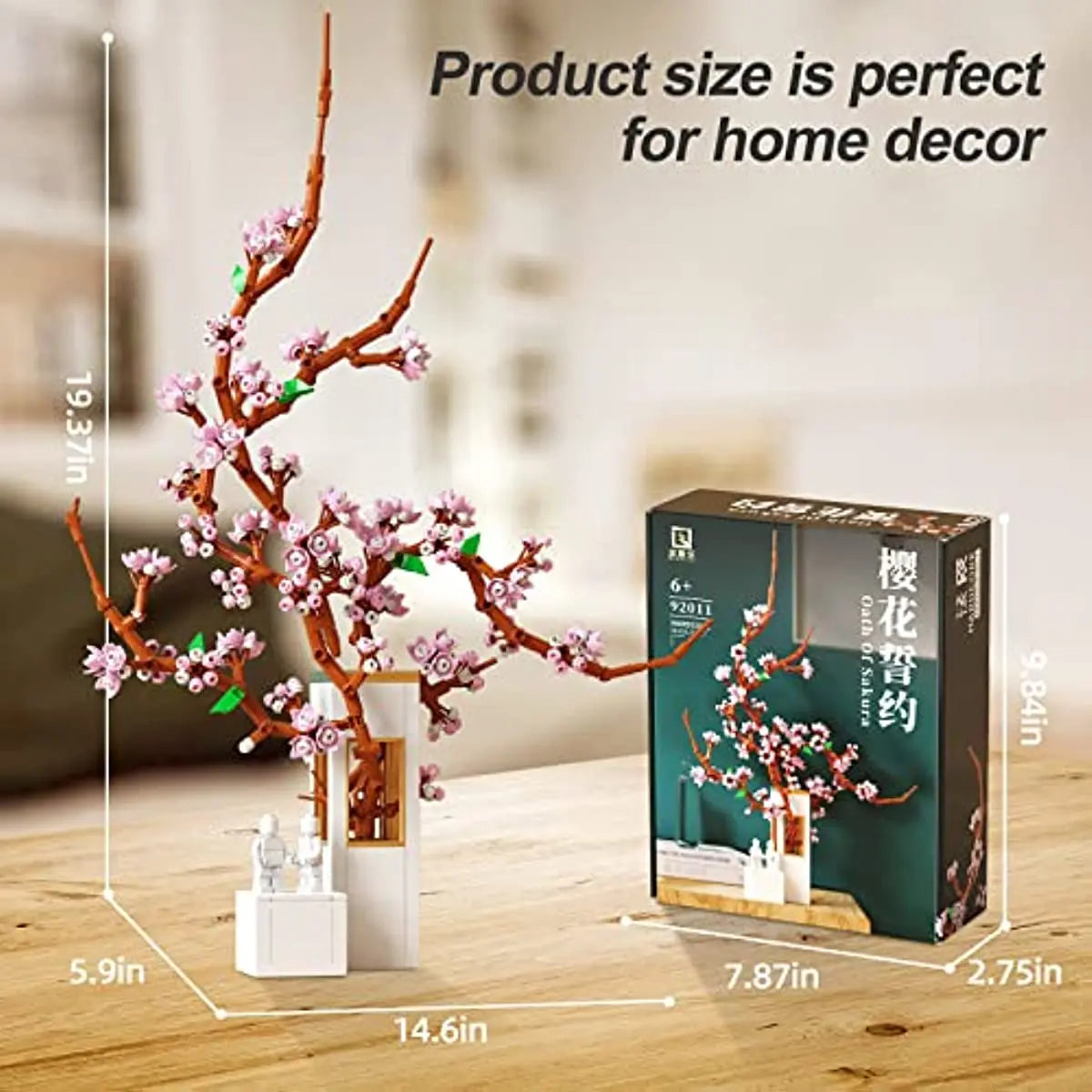 Sakura Flower Bouquet Building Sets Artificial Flower for Adults Cherry Blossom Plant Home Decor Gift for Friends Women Girls