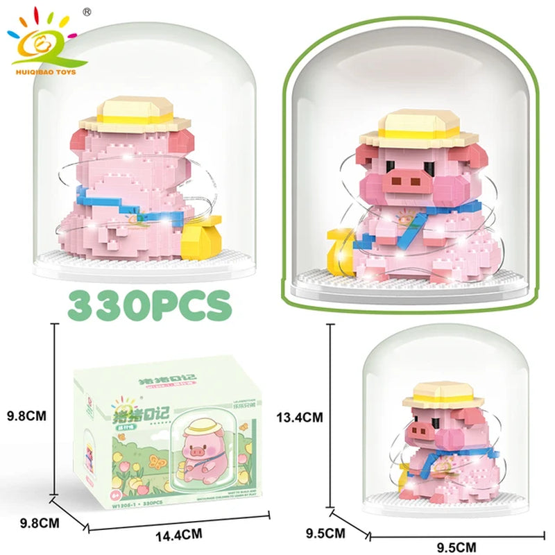 HUIQIBAO Mini Cute Pig Micro Building Blocks