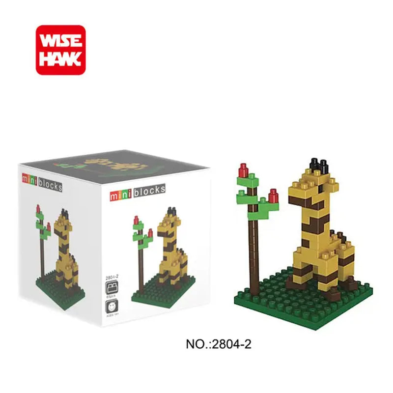 Wisehawk Animal Series Micro Bricks DIY Toys Set Giraffe Turtle Dog Mini Building Blocks Action Figures 3D Diamond Model