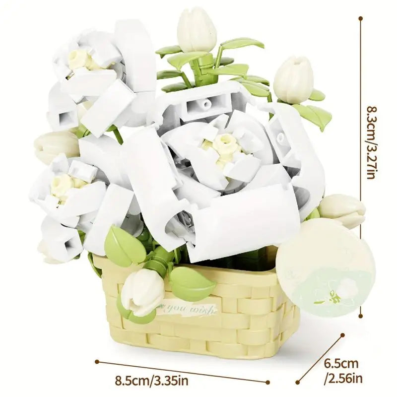 Potted Flower Basket Building Blocks Creative Bonsai Plant Bouquet Model Assemble Bricks Decoration Children'S Christmas Gifts