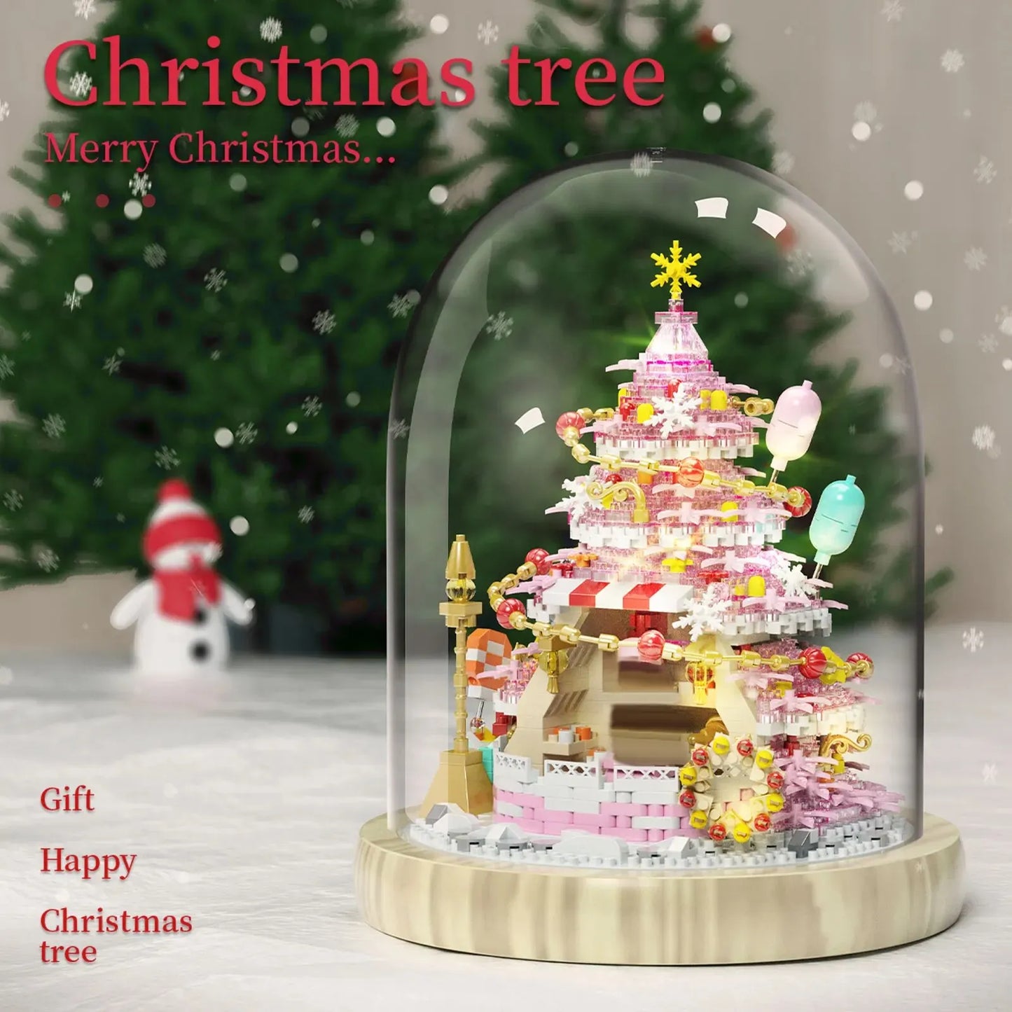 Christmas Series Building Blocks Santa Claus Photo Frame Christmas Tree Model Snowy House Music Box Bricks Adult Gifts Kids Toys