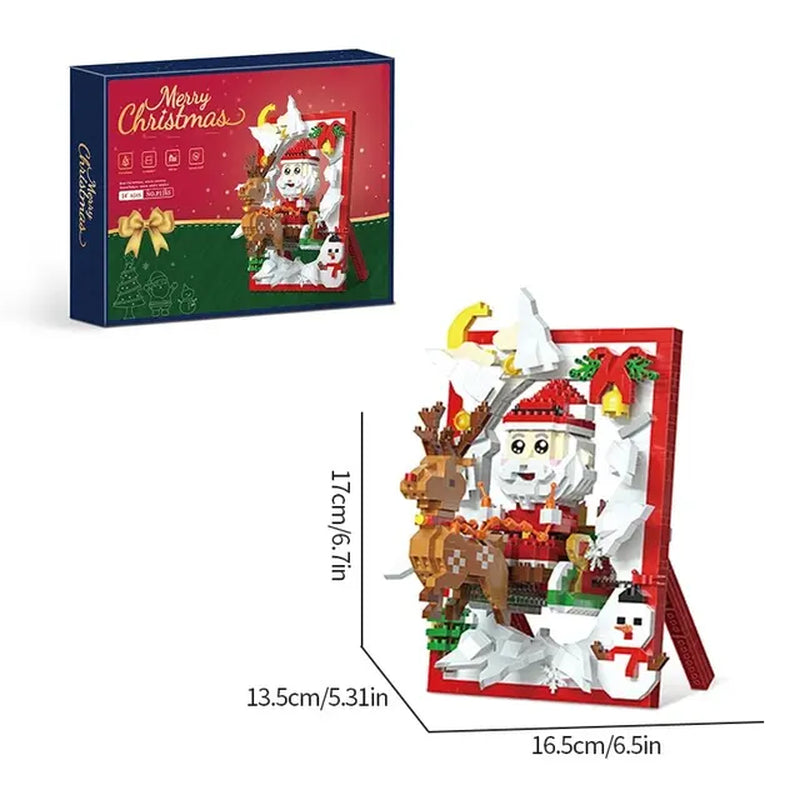 Christmas Series Building Blocks Santa Claus Photo Frame Christmas Tree Model Snowy House Music Box Bricks Adult Gifts Kids Toys