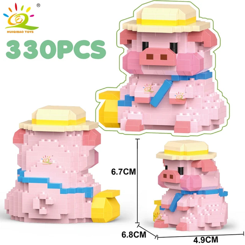 HUIQIBAO Mini Cute Pig Micro Building Blocks