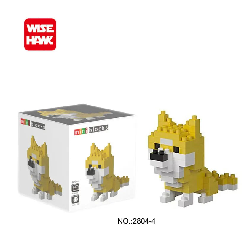 Wisehawk Animal Series Micro Bricks DIY Toys Set Giraffe Turtle Dog Mini Building Blocks Action Figures 3D Diamond Model