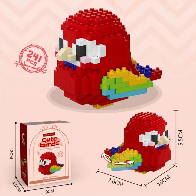 Cute Bird Series Miniature Building Block Bricks Parrot Children Micro Drill Building Block Birthday Gift Toys for Boys Girls